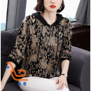 بلوزة نسائي طويلة الأكمام بتصميم مختلف ، بلوزة بقلنسوه سوداء
